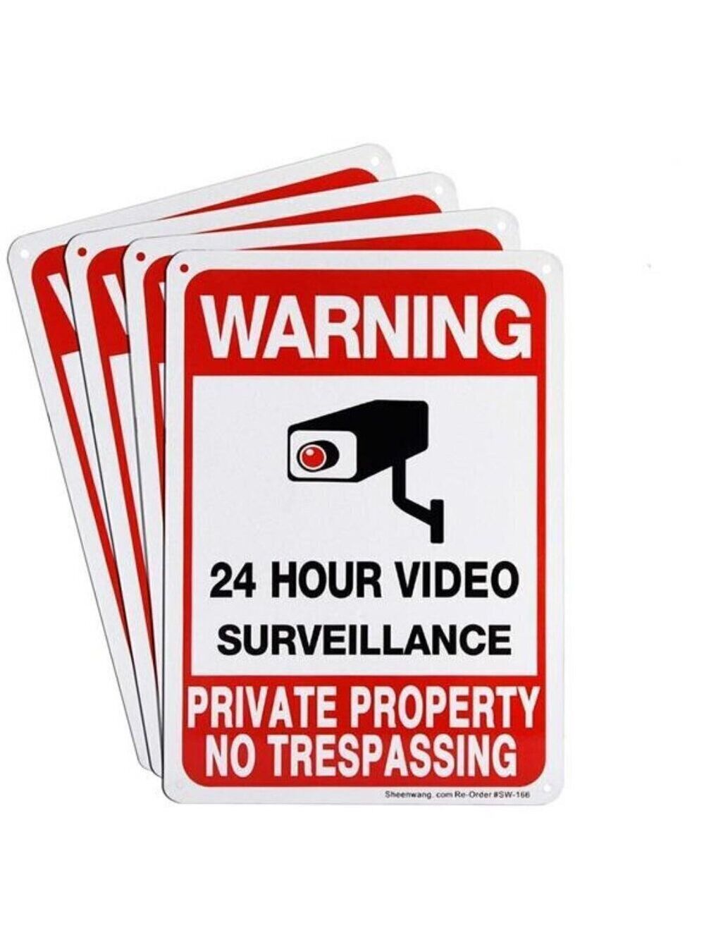 4-Pack Private Property No Trespassing Sign Video Surveillance Yard Security NEW